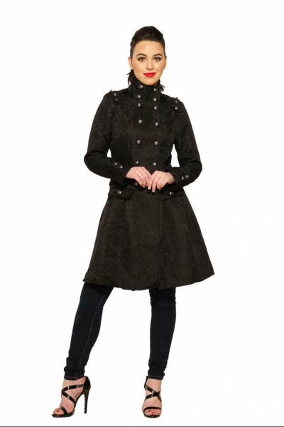 9190 Marcella Flared Brocade Coat