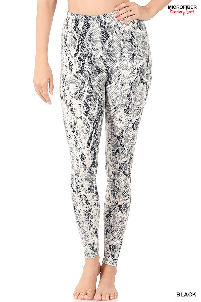 ..SI-19322 Brushed Microfiber Snakeskin Print Leggings