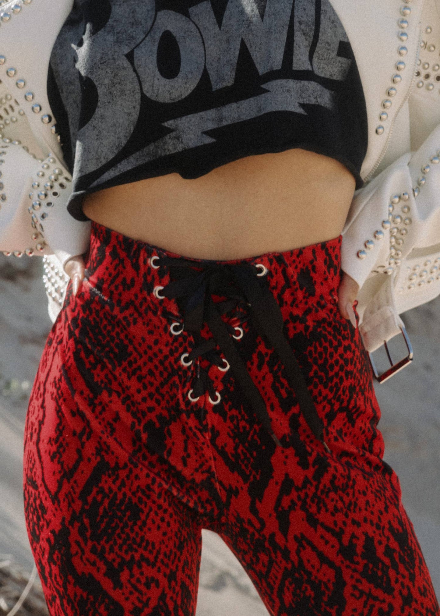 Snake Print Velvet Bell Bottom Pants Snakeskin Flare Pants