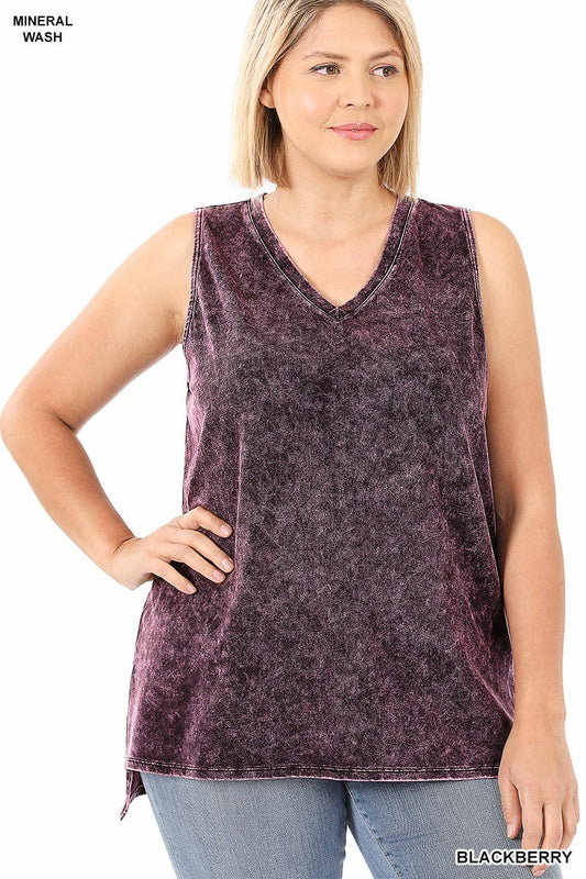 Plus Mineral Wash V Neck Tunic