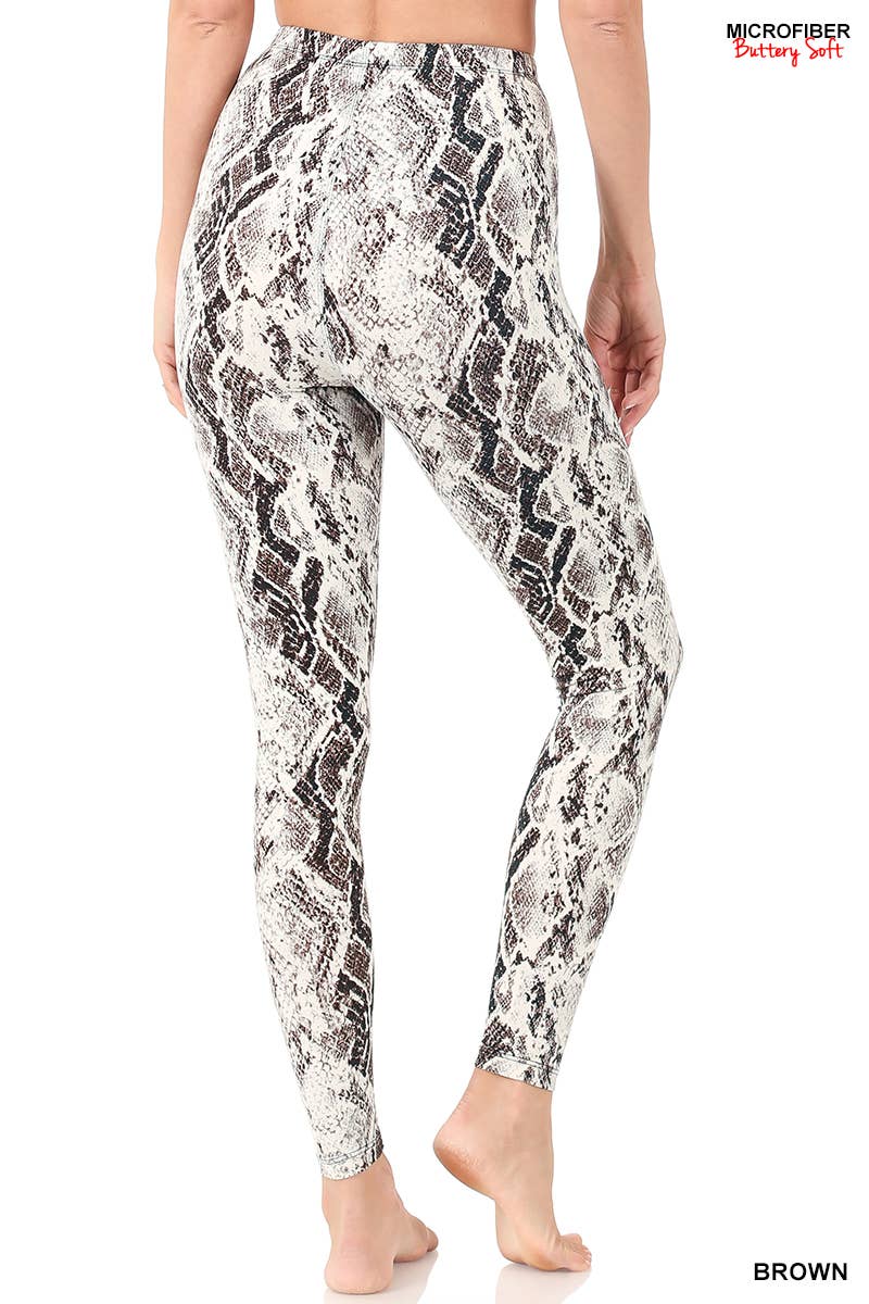 ..SI-19322 Brushed Microfiber Snakeskin Print Leggings