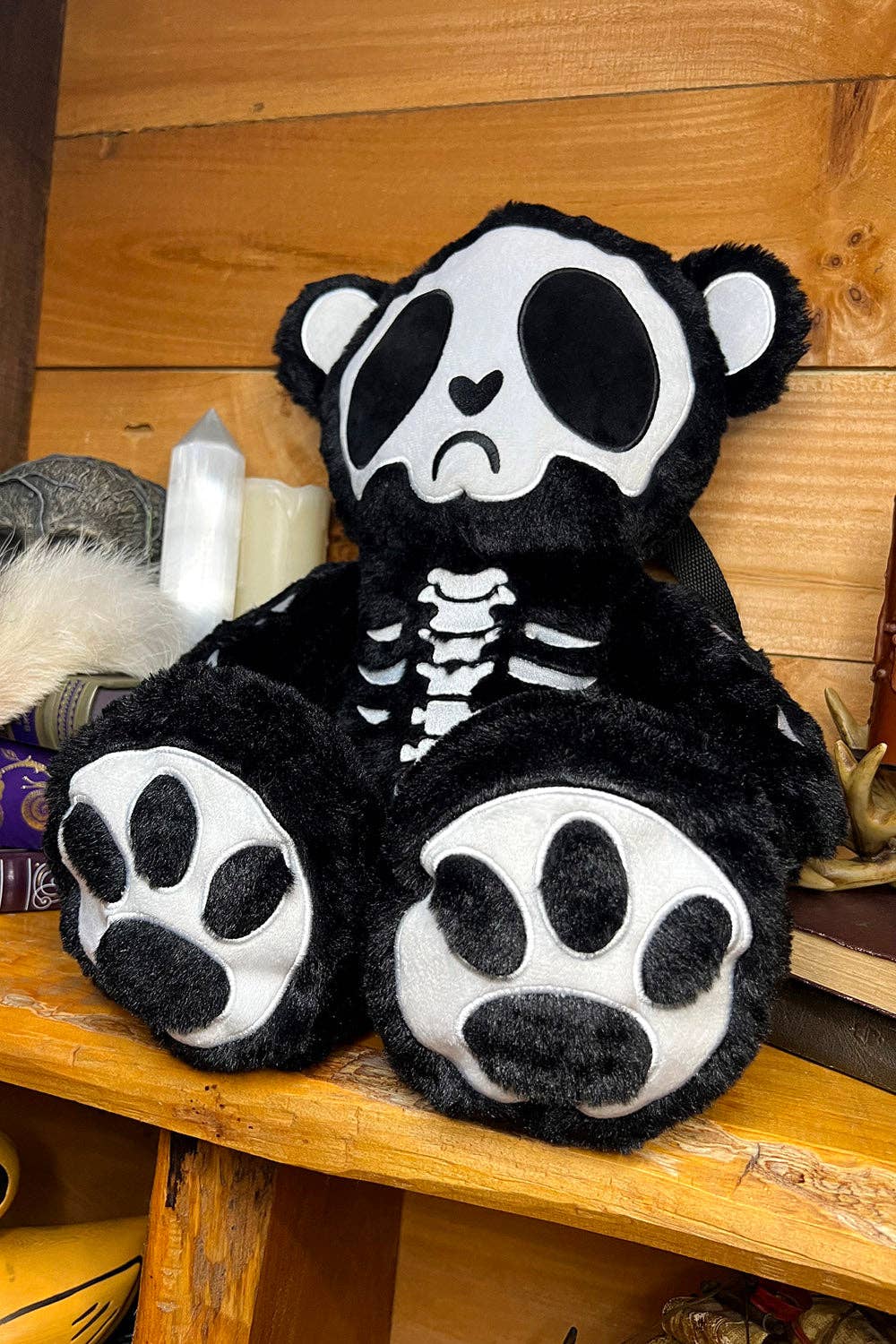 Grumpy Bones Bear Plush Backpack