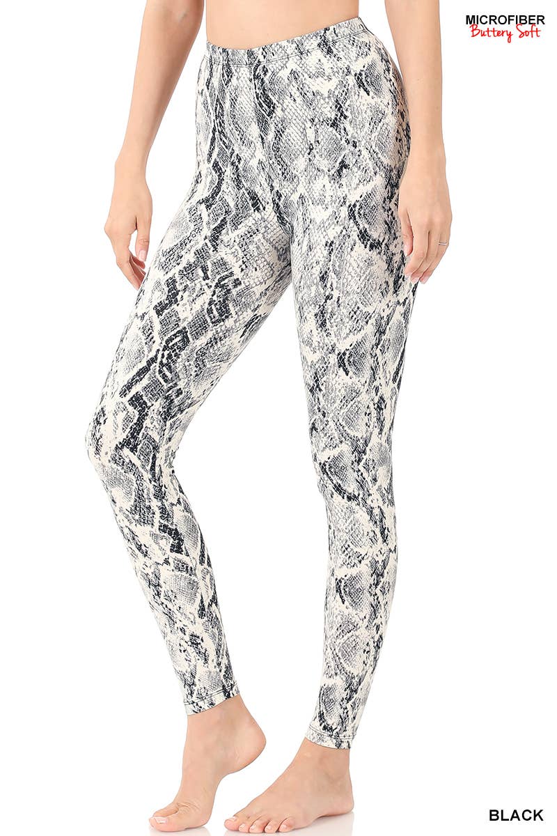 ..SI-19322 Brushed Microfiber Snakeskin Print Leggings