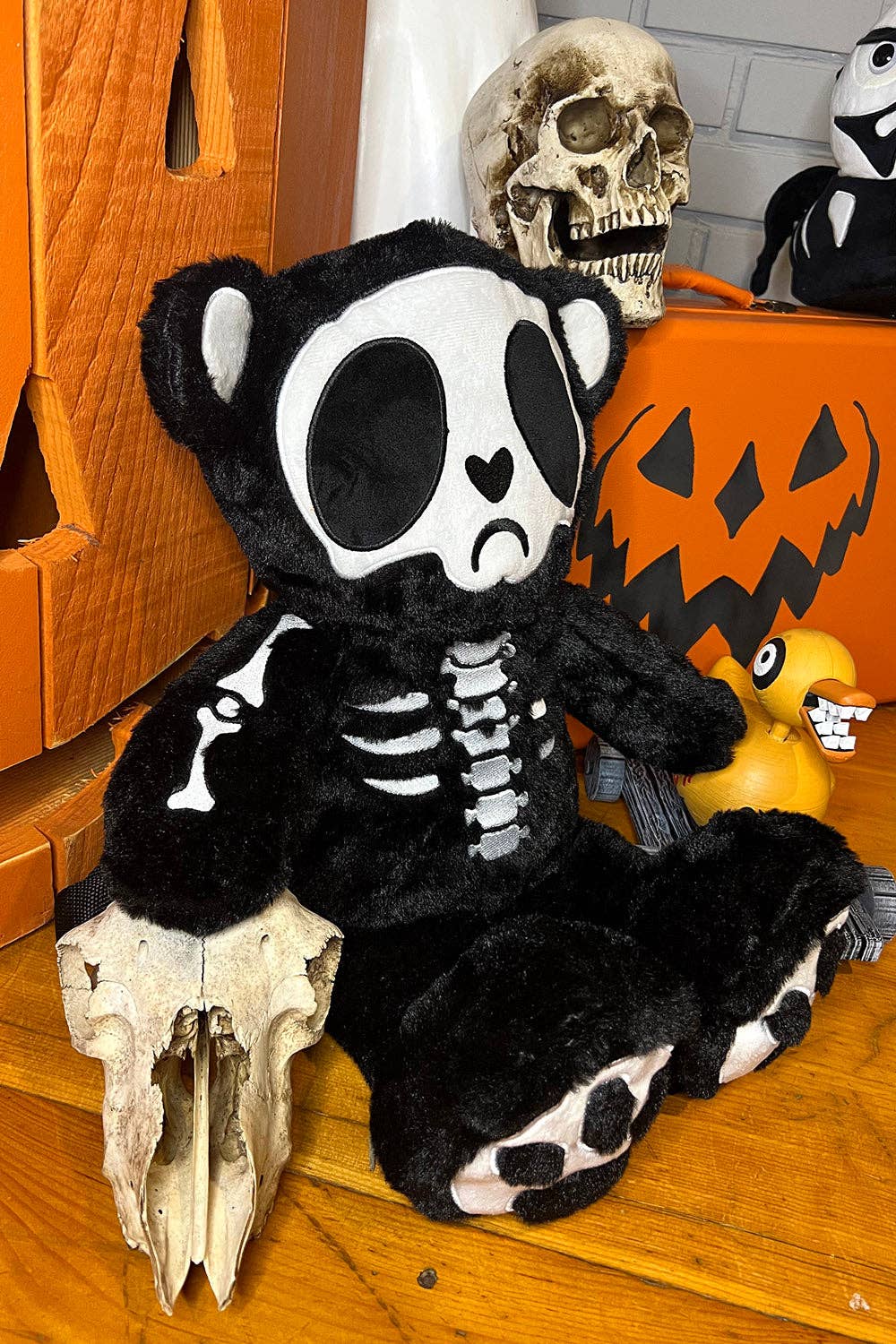 Grumpy Bones Bear Plush Backpack